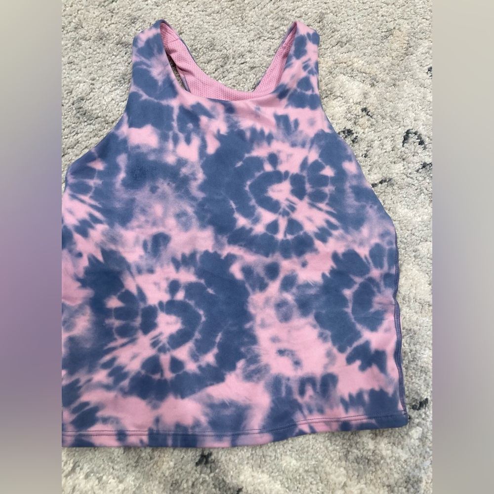 Athleta Girl Pink and Blue Cropped Tank Top